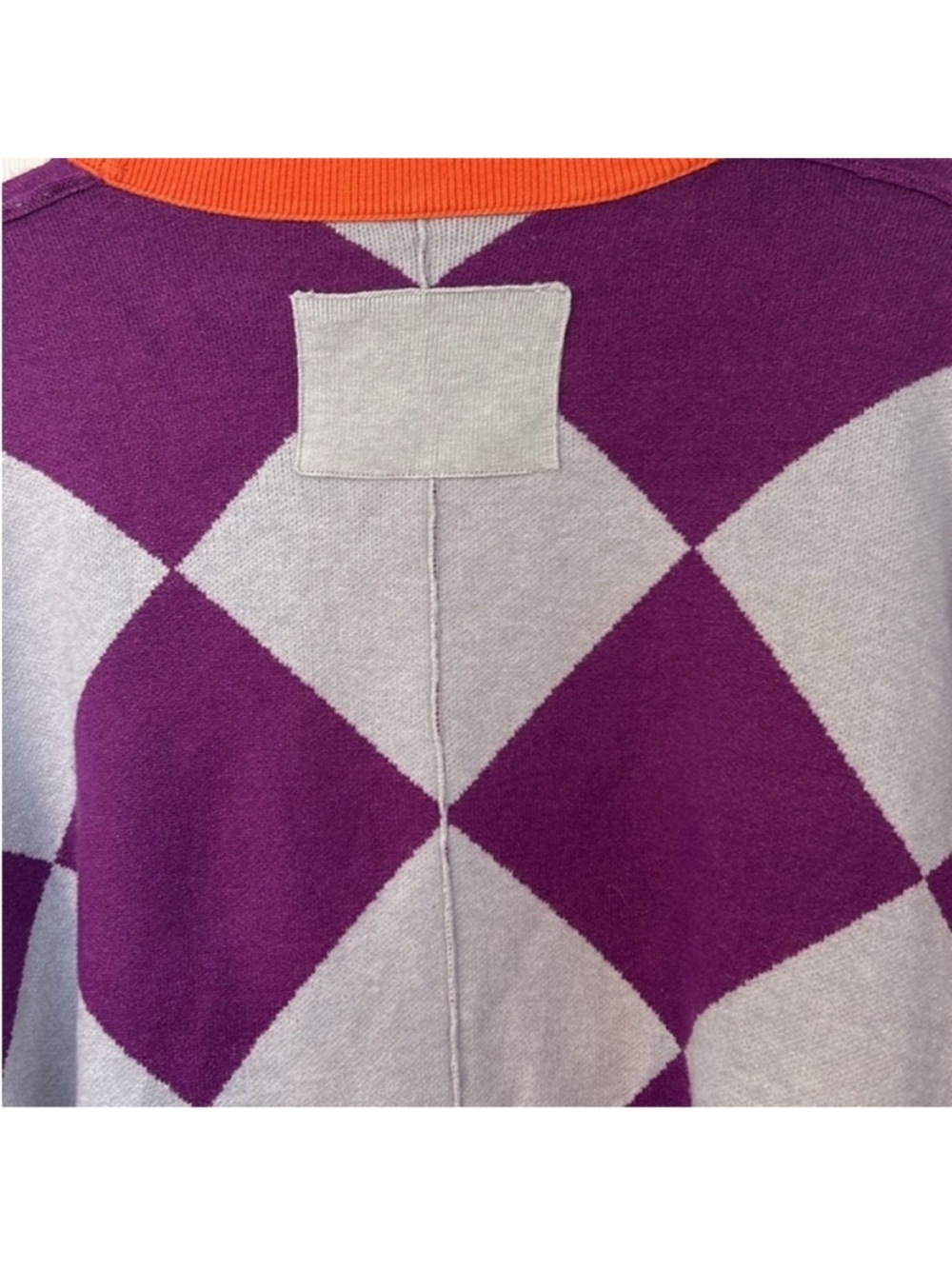We The Free Small Sweater Manny Cardi purple combo argyle cardigan Free People - Picture 7 of 10
